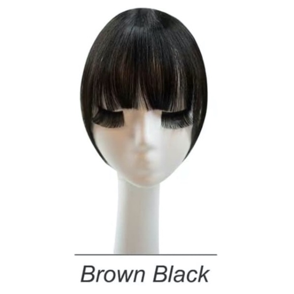Human Hair Bangs Hair Clip, 360° Cover Clip in Bangs, Brown Black - Picture 1 of 12